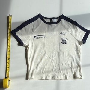 H&M White and Navy Crop Top